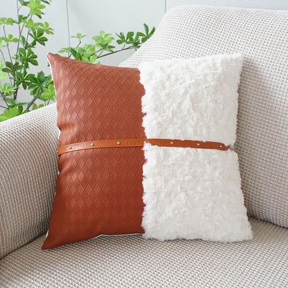 Orange Leather Throw Pillowcase