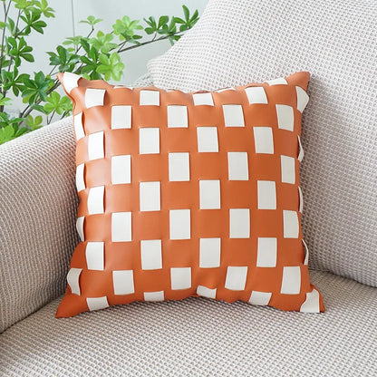 Orange Leather Throw Pillowcase