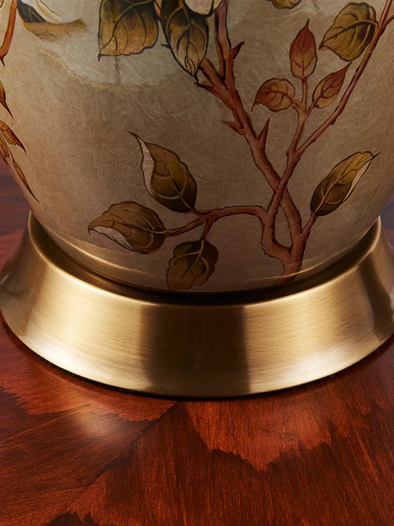 Large Floral Ceramic Table Lamp