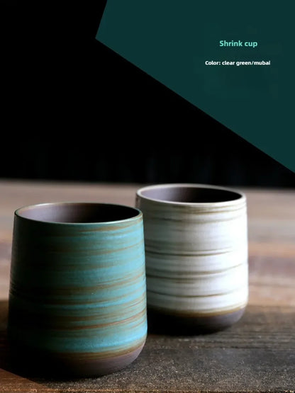 Hand-Painted Crackle Glaze Stoneware Mug