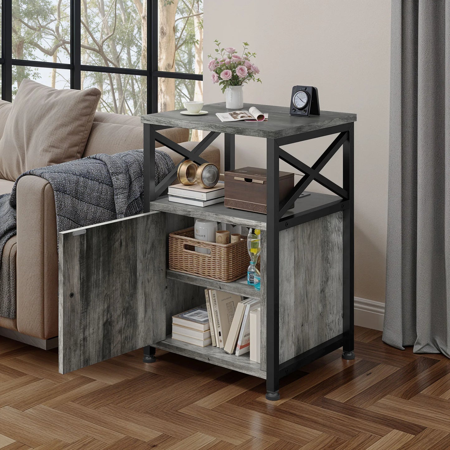 Grey X Shape Side Table
