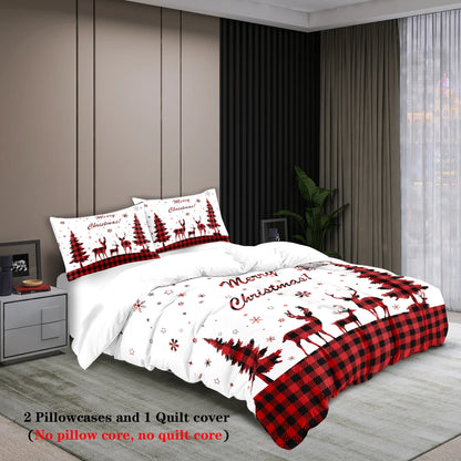 Merry Christmas Themed 3 Pc Bedding Set