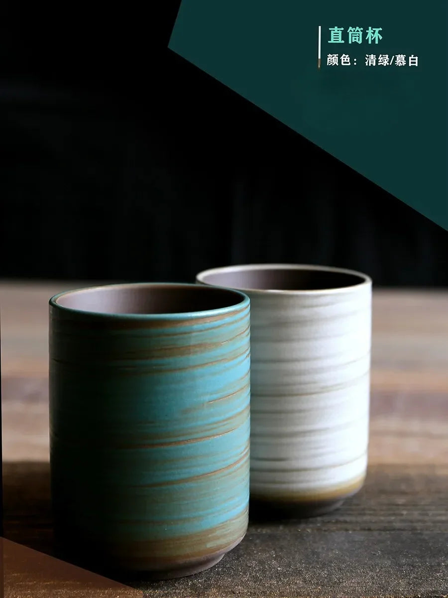 Hand-Painted Crackle Glaze Stoneware Mug