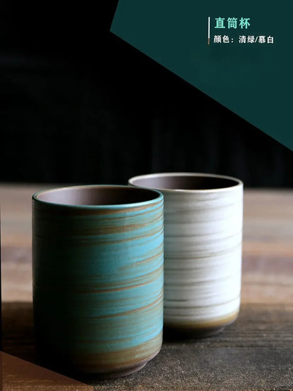 Hand-Painted Crackle Glaze Stoneware Mug