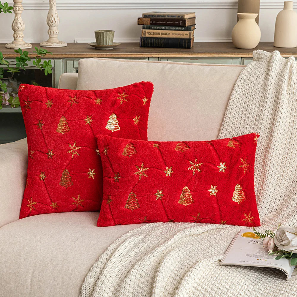 Sparkling Snowflake Christmas Throw Pillow Cover