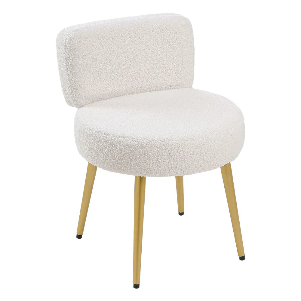 Cream Faux Fur Stool Chair