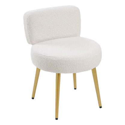 Cream Faux Fur Stool Chair