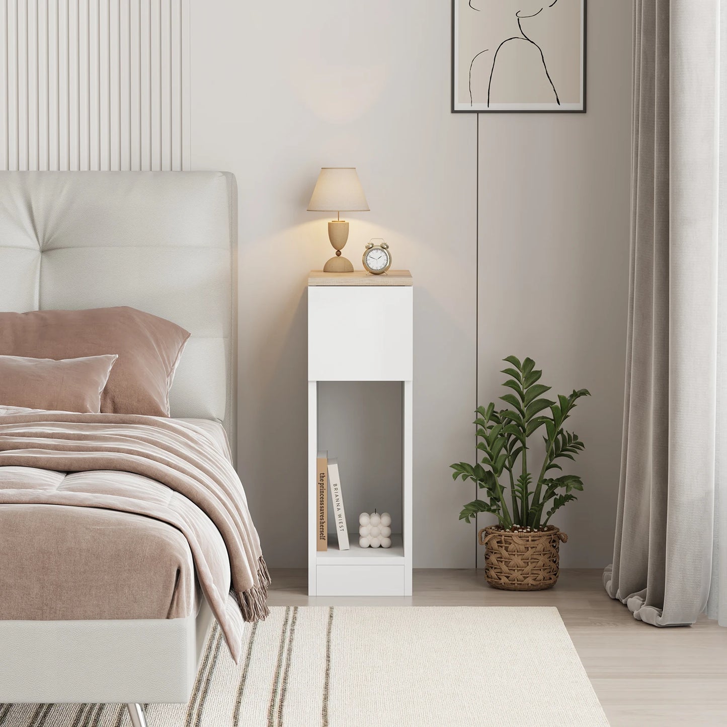 Modern Slim Tall Bedside Table