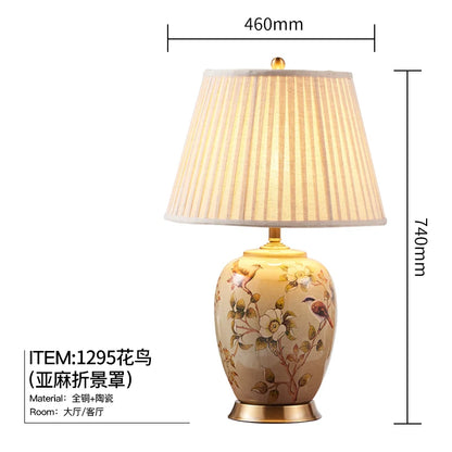 Large Floral Ceramic Table Lamp