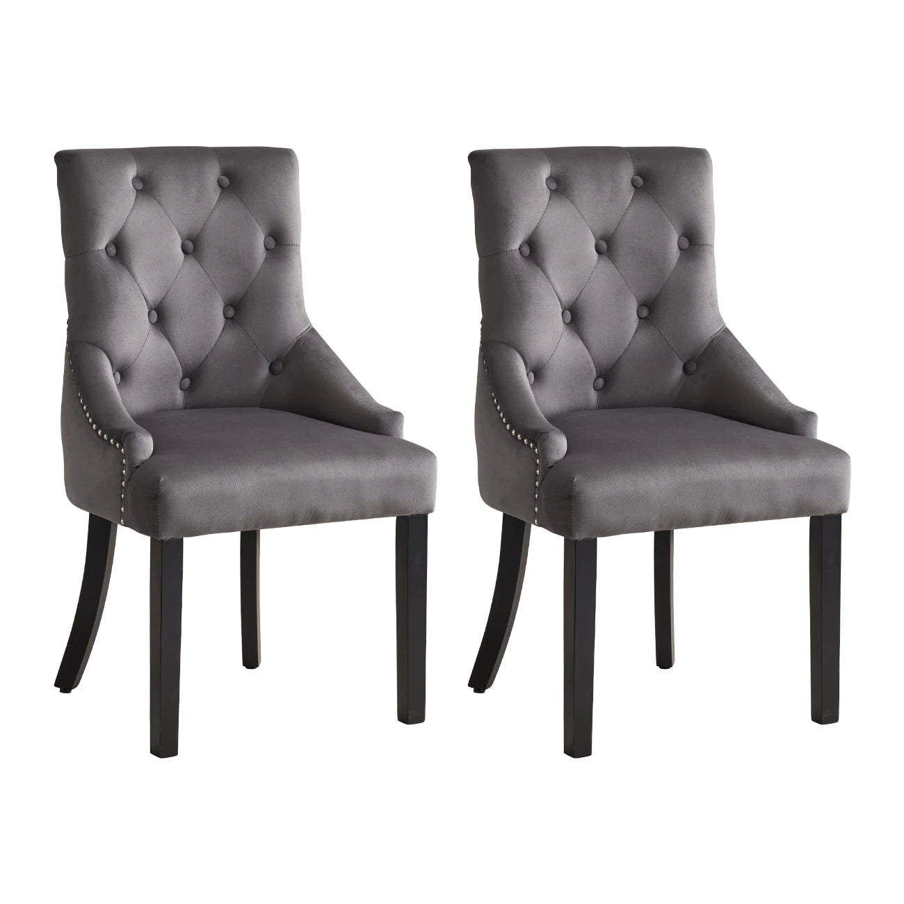 BonChoice Velvet Dining Chairs with Knocker Studded Black Legs