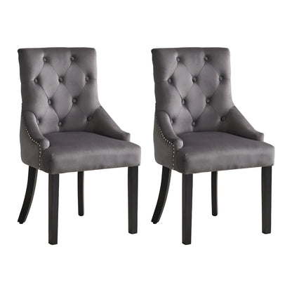 BonChoice Velvet Dining Chairs with Knocker Studded Black Legs