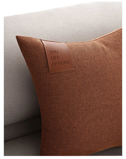 Leather Label Pillow Cover