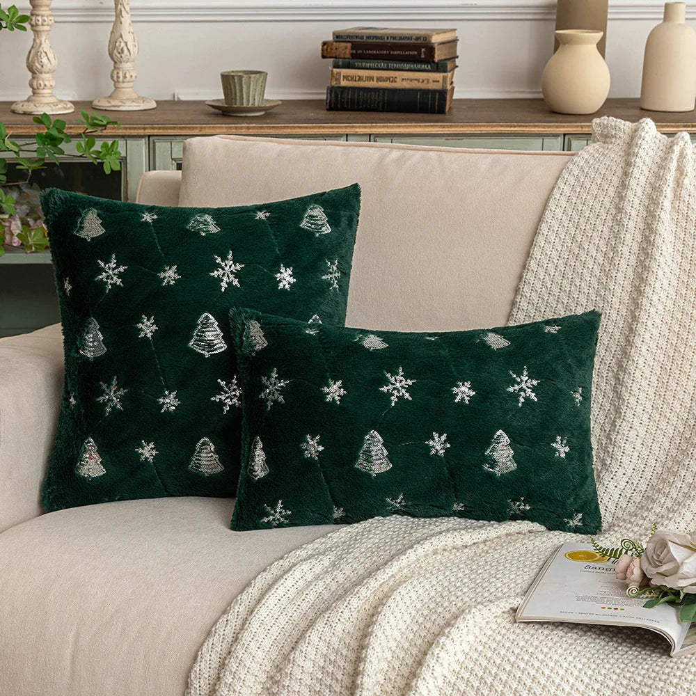 Sparkling Snowflake Christmas Throw Pillow Cover