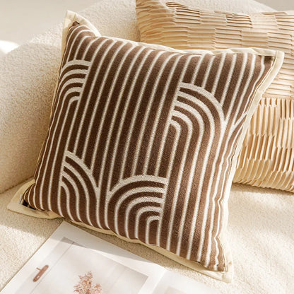 Brown Cream Throw Pillow Cover