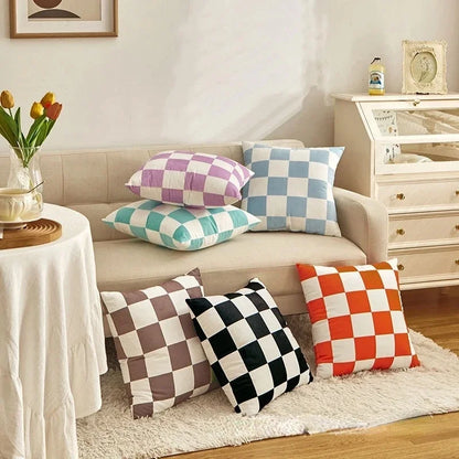 Fashion Checkerboard Plaid Cushion Cover