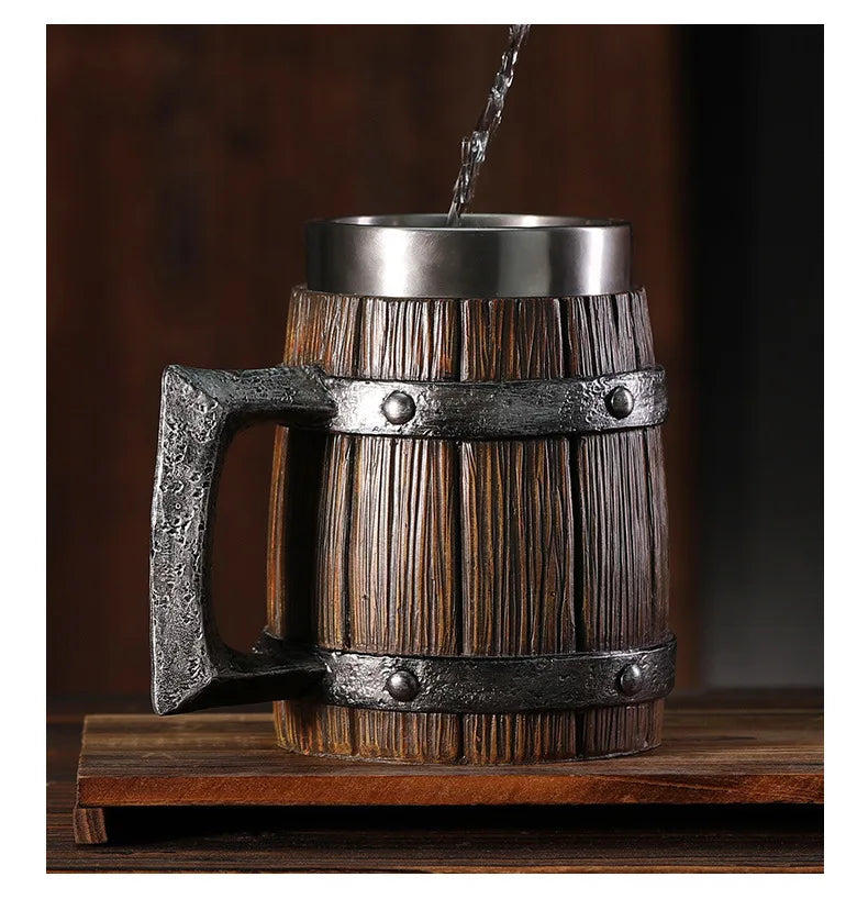 Wooden Barrel Beer Mug