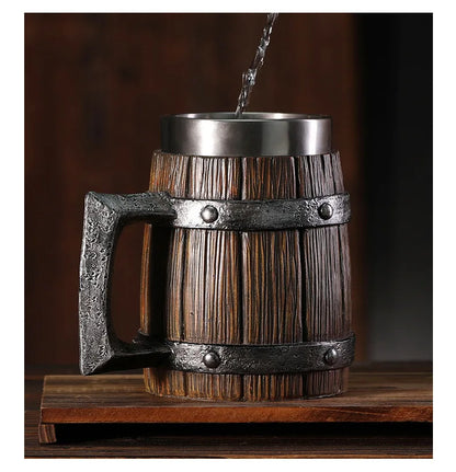 Wooden Barrel Beer Mug