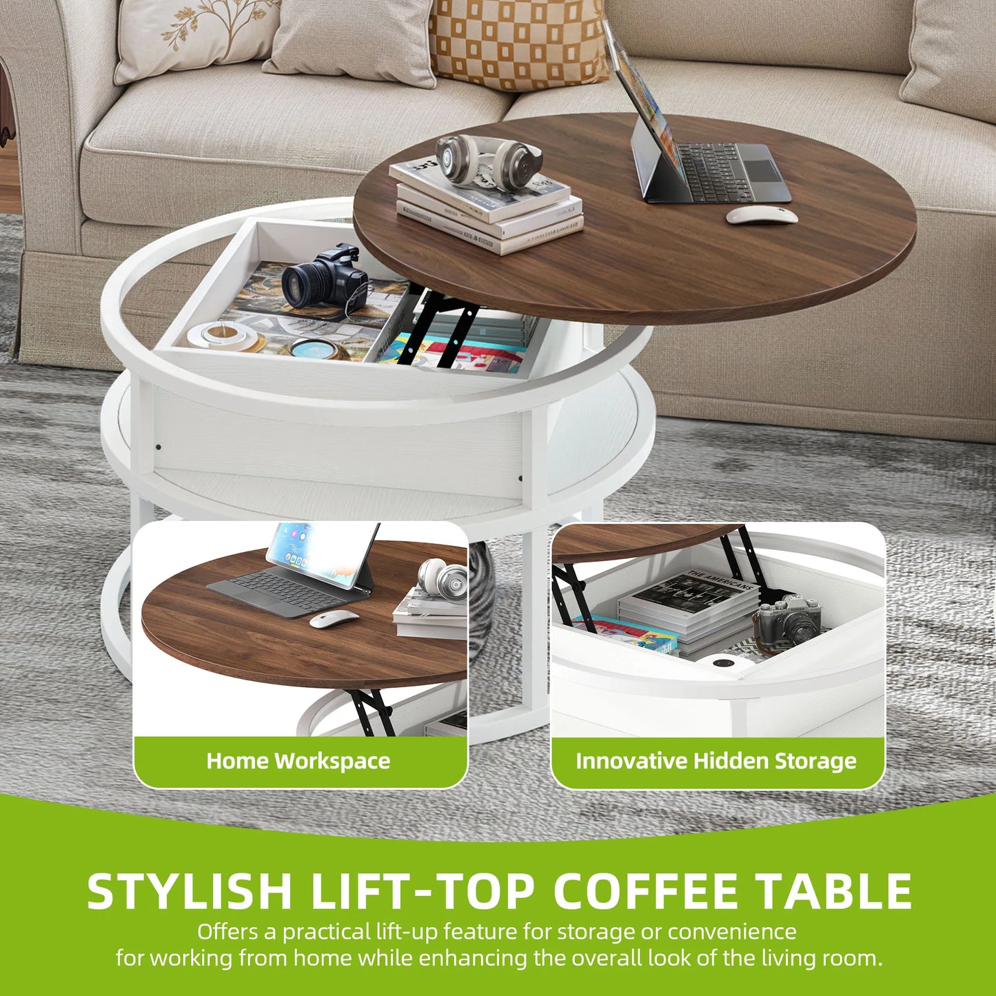 Round Lift Top Coffee Table
