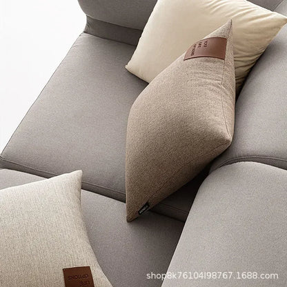 Leather Label Pillow Cover