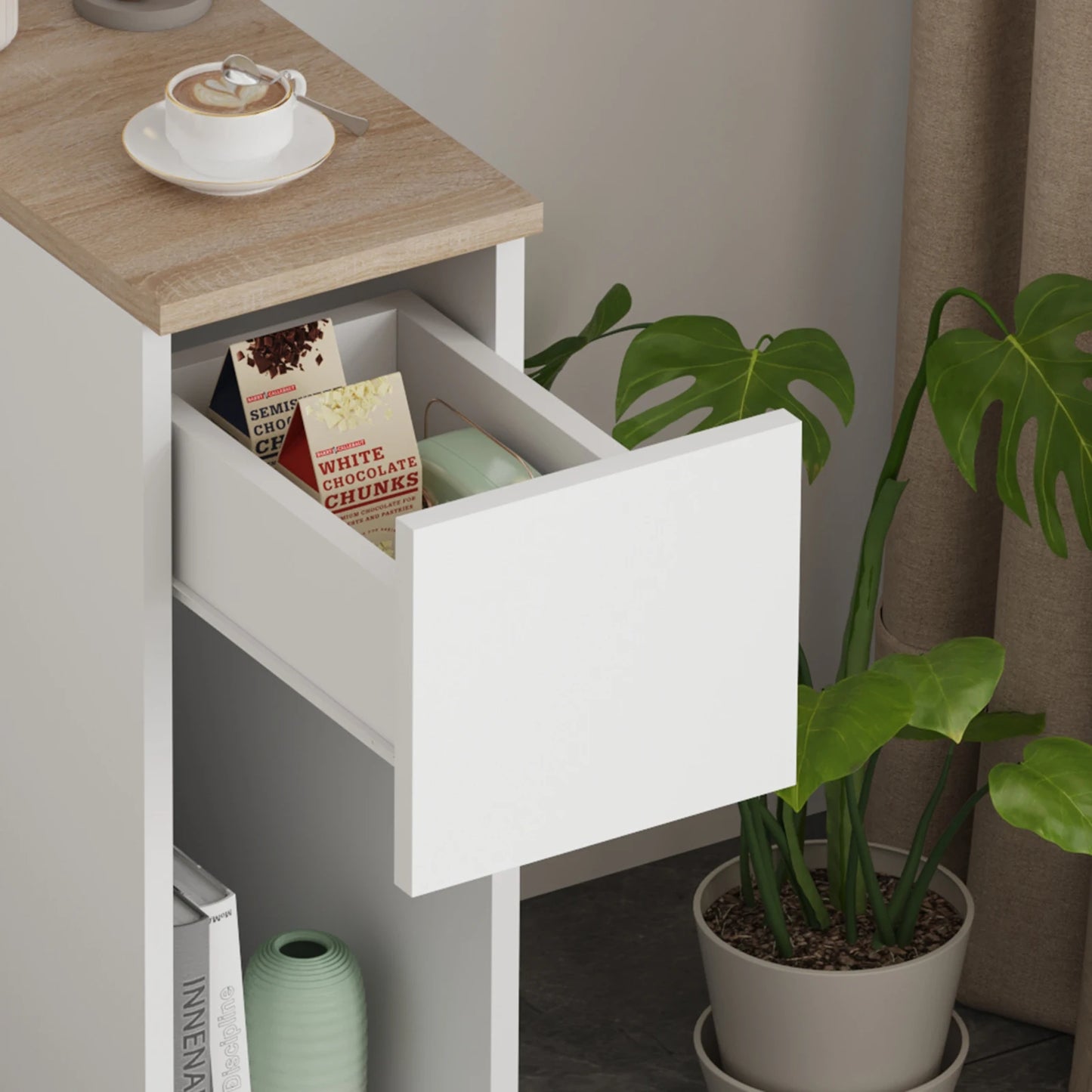 Modern Slim Tall Bedside Table