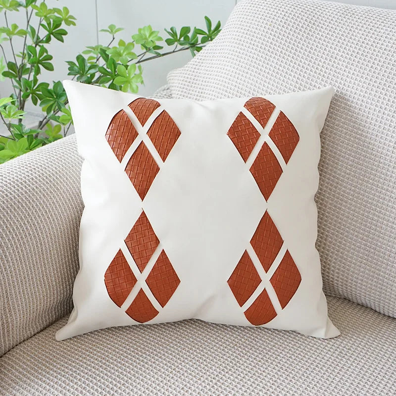 Orange Leather Throw Pillowcase