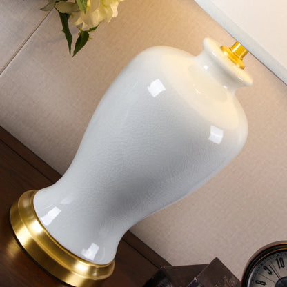 White Crackled Ceramic Table Lamp