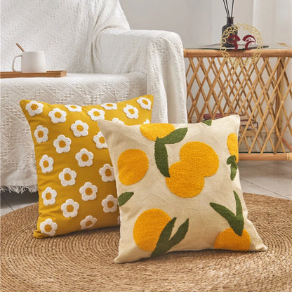 Daisy Embroidery Throw Pillow Covers