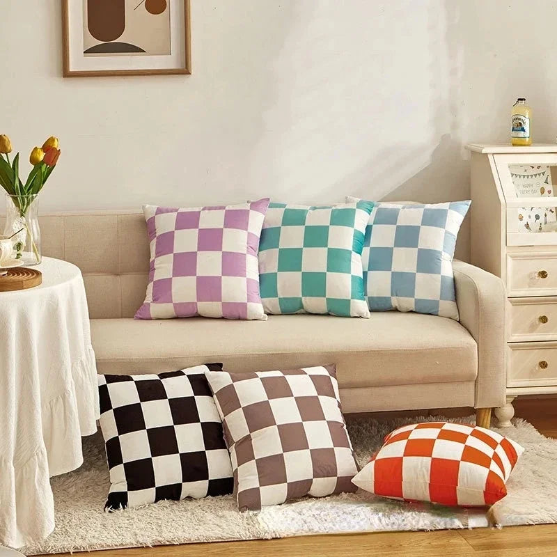 Fashion Checkerboard Plaid Cushion Cover