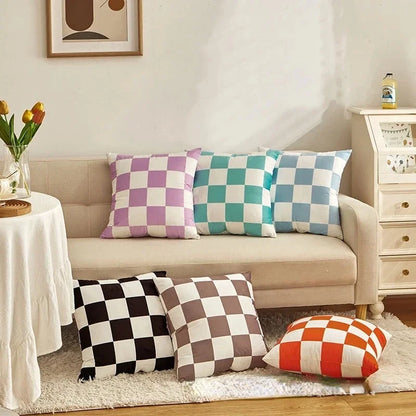 Fashion Checkerboard Plaid Cushion Cover