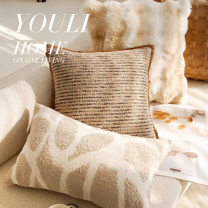 Brown Cream Throw Pillow Cover