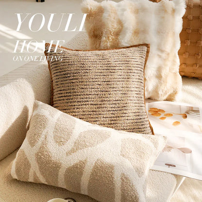 Brown Cream Throw Pillow Cover