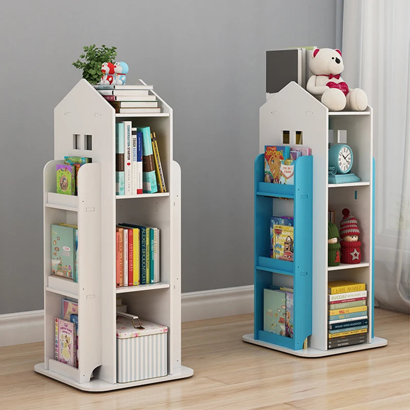 Kids' House Frame Rotating Bookshelf