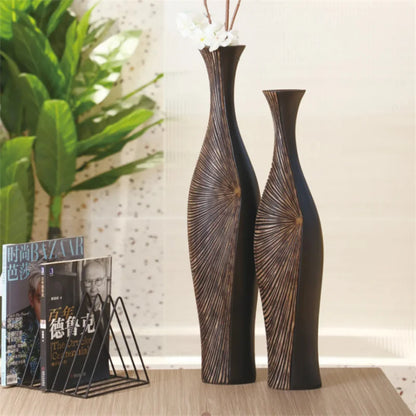 Vertical Black Resin Vase