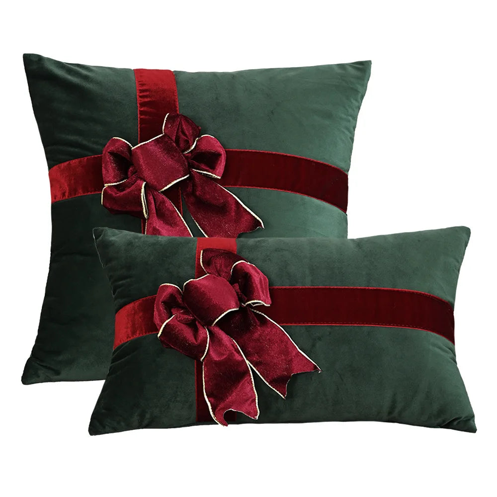 Embroidered Christmas Atmosphere Throw Pillowcase