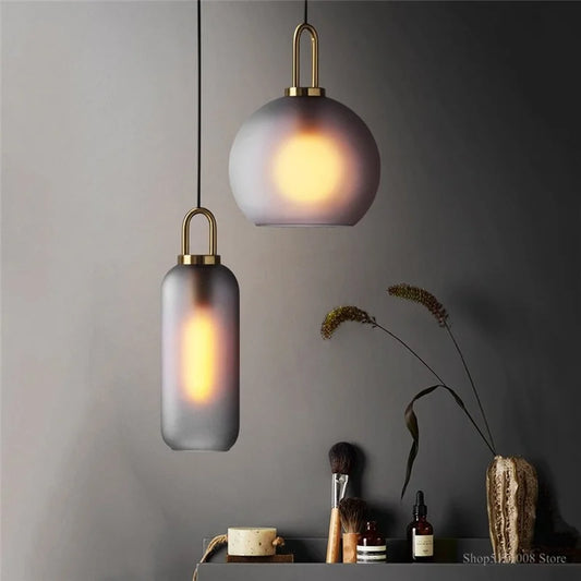 Industrial Smoke Glass Pendant Light