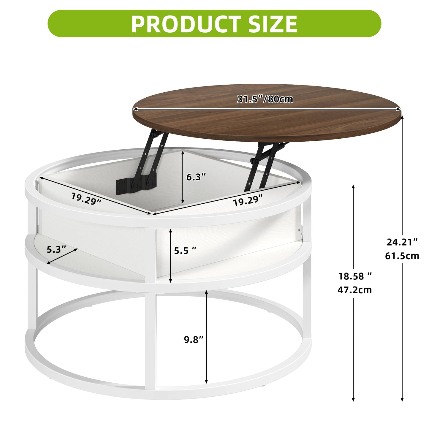 Round Lift Top Coffee Table