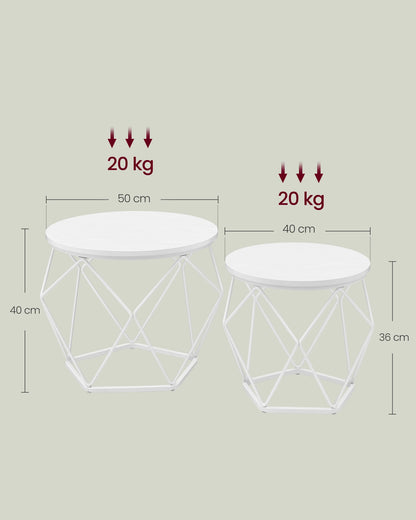 VASAGLE Round Coffee Table, Set of 2
