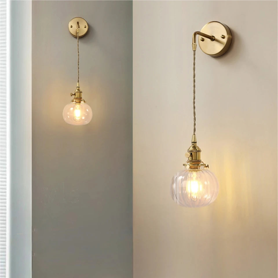 Retro Flower Style Glass Wall Lamp