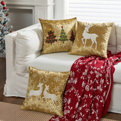 Christmas Gold Throw Pillow Cover