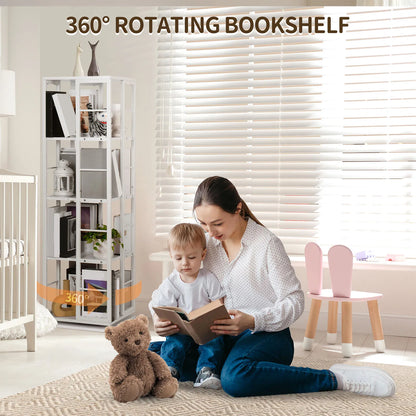Rotating 4-Storey Square Bookshelf