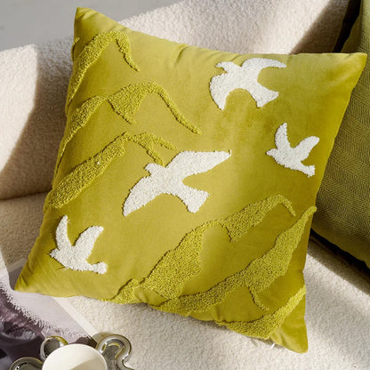 Green Flying Bird Throw Pillow Cover