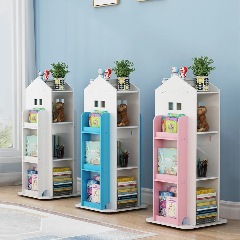 Kids' House Frame Rotating Bookshelf