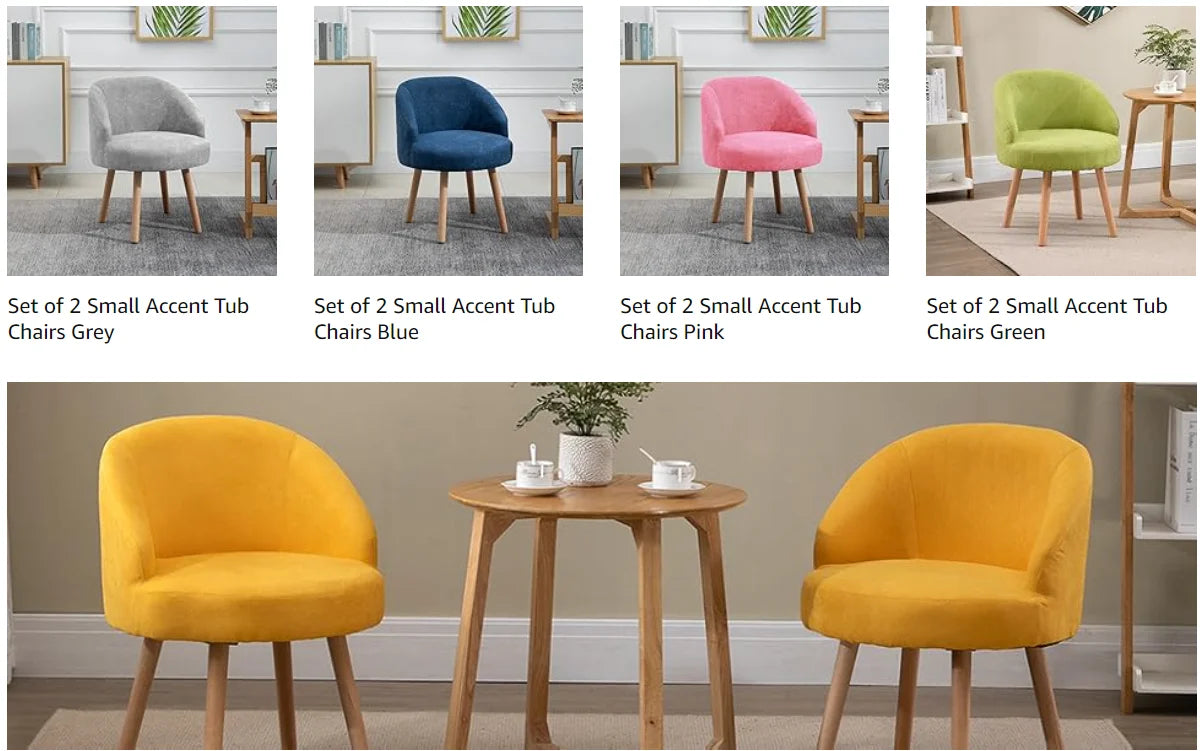 Small Accent Tub Chairs Set of 2
