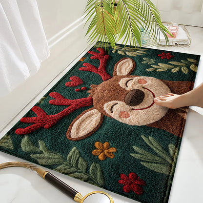 Christmas Deer Microfiber Bath Mat
