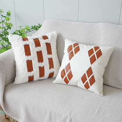 Orange Leather Throw Pillowcase