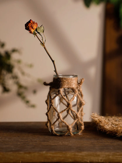 Woven Hemp Rope Glass Vase