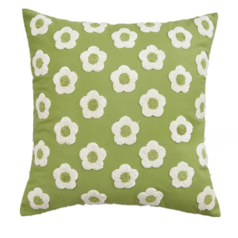 Blue Cute & Floral Throw Pillow Cover