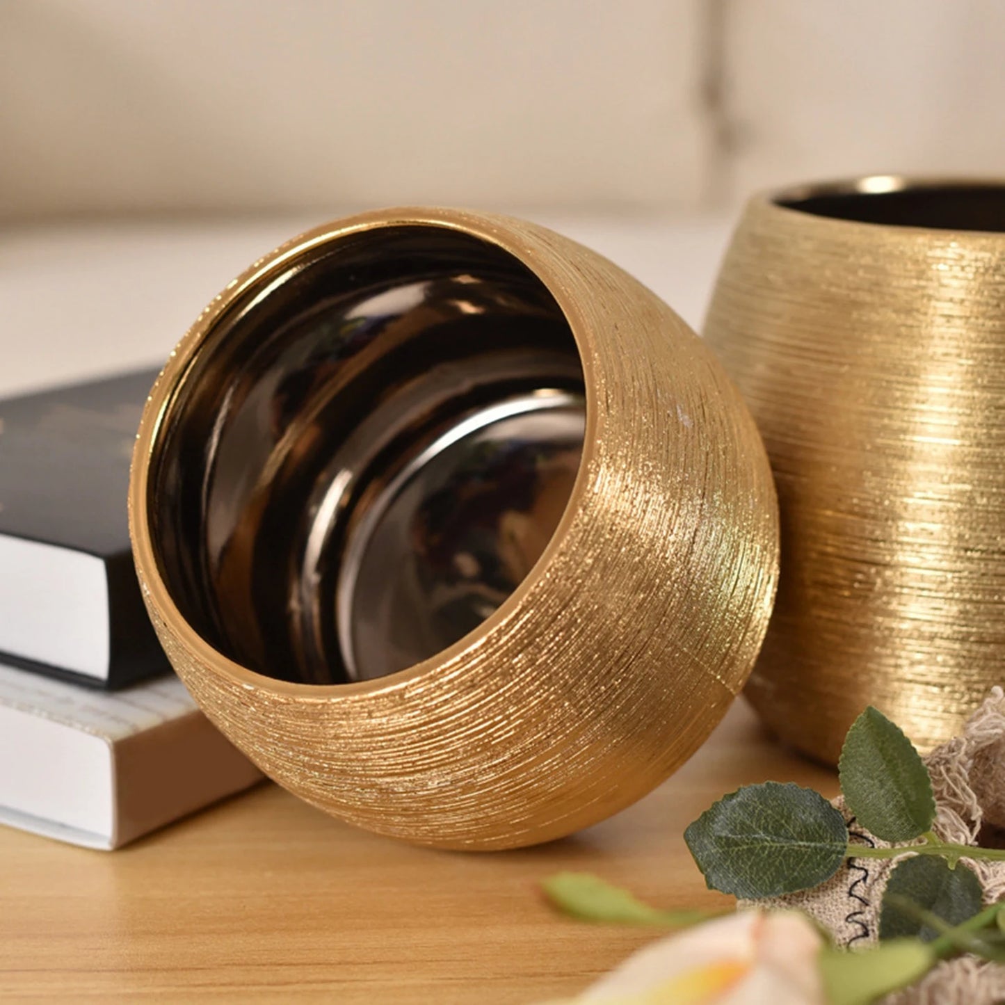 Brushed Golden Flower Pot