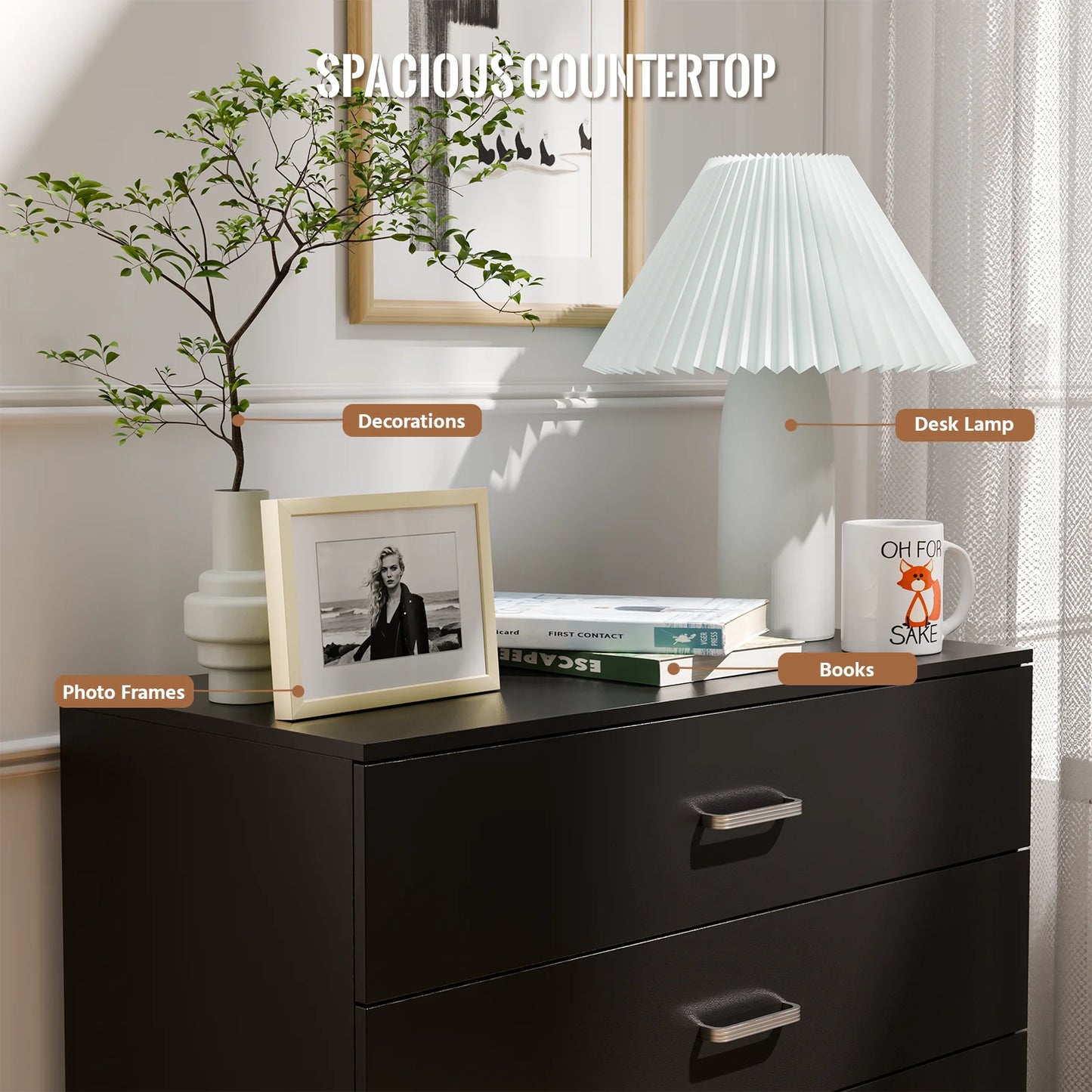 5 Drawer Wood Cabinet Dresser