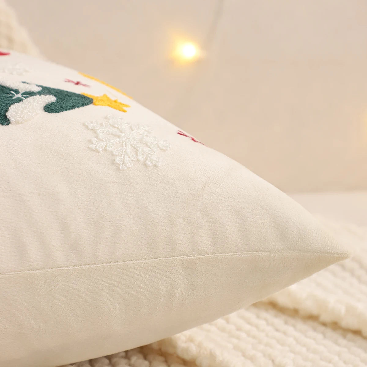 Embroidery Christmas Throw Pillow Cover